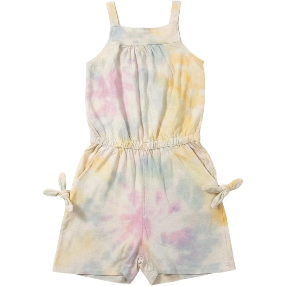 C&C California Kids‎ Girls Tie Dye Romper XL 14/16 Pastel Yellow Pink CC41001SA